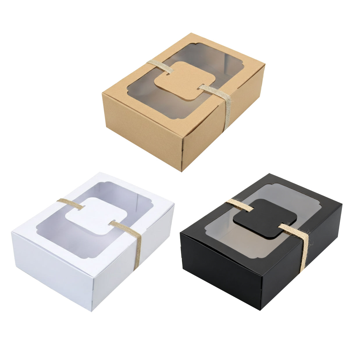 24PCS Kraft Candy Boxes with Clear Window Durable Gift Packaging