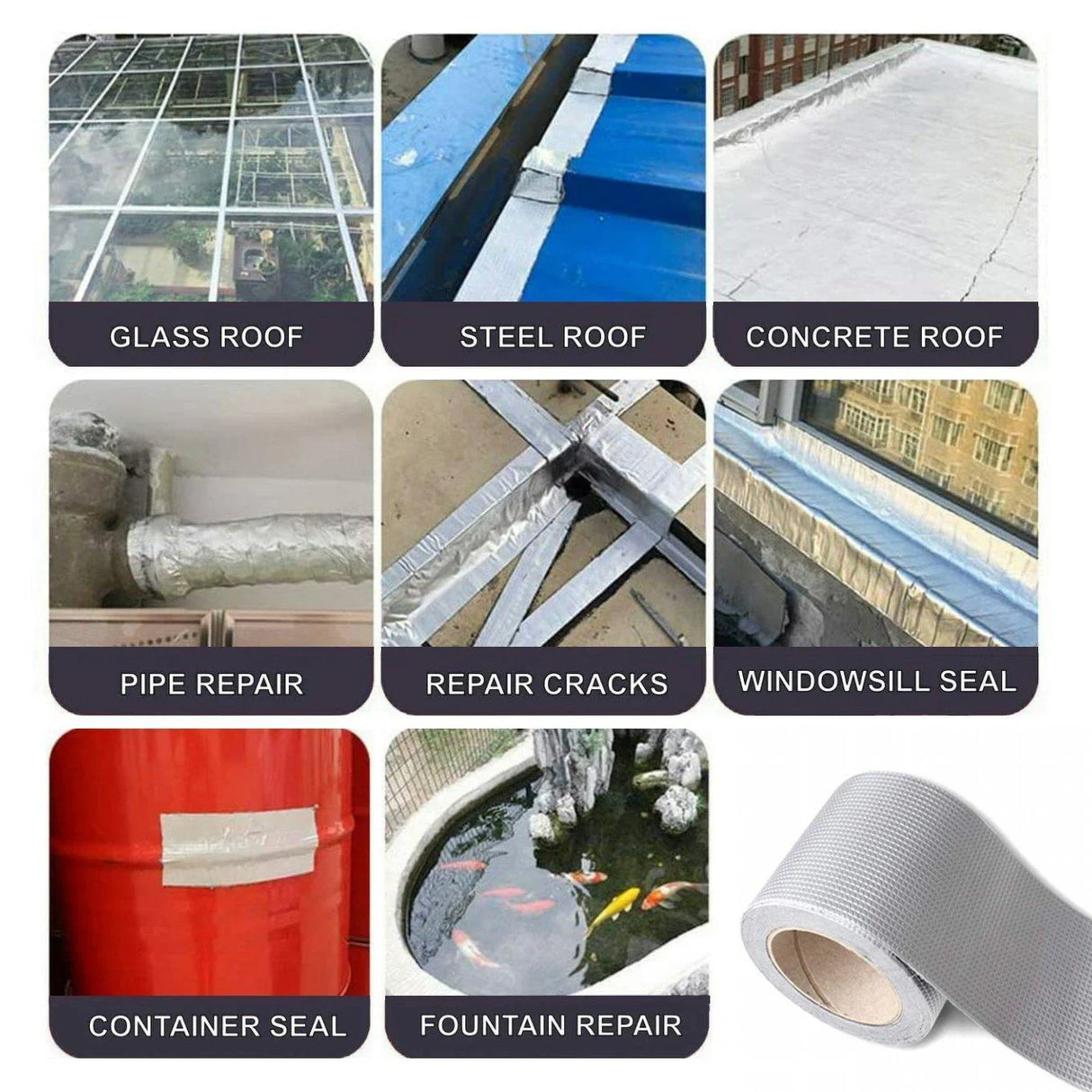 Aluminum Butyl Foil Tape 1-2rolls 4Sizes Waterproof Repair Adhesive Tapes - Discount Packaging Warehouse