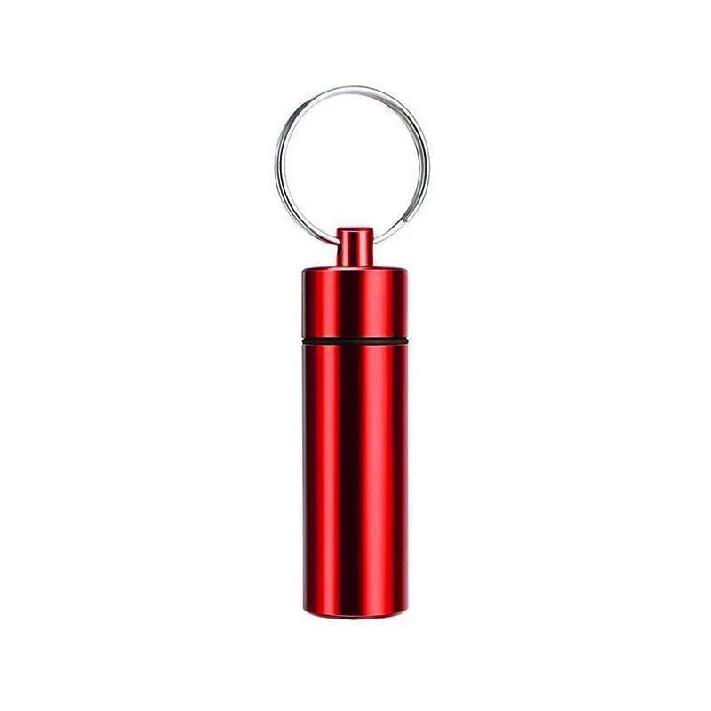 Pill Box Keychain 6 Colours 60x17mm Aluminum Waterproof Medicine Container - Discount Packaging Warehouse