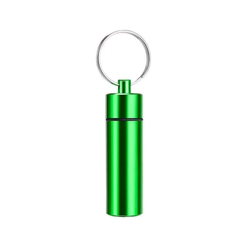 Pill Box Keychain 6 Colours 60x17mm Aluminum Waterproof Medicine Container - Discount Packaging Warehouse