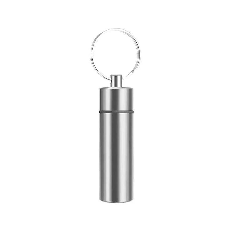 Pill Box Keychain 6 Colours 60x17mm Aluminum Waterproof Medicine Container - Discount Packaging Warehouse