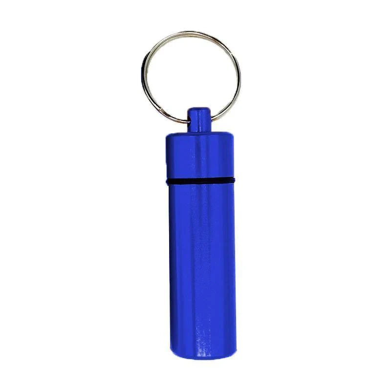 Pill Box Keychain 6 Colours 60x17mm Aluminum Waterproof Medicine Container - Discount Packaging Warehouse