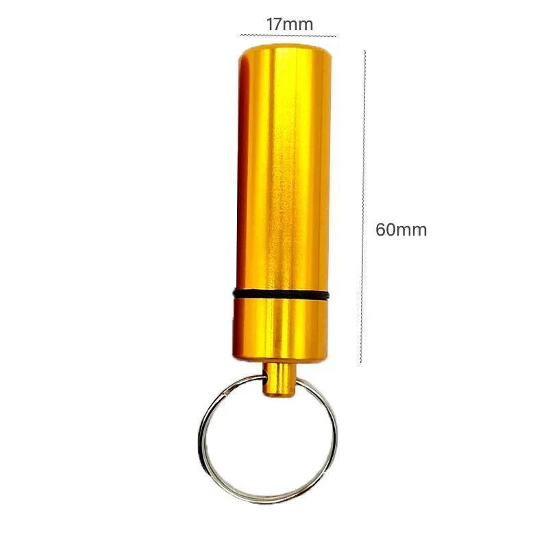 Pill Box Keychain 6 Colours 60x17mm Aluminum Waterproof Medicine Container - Discount Packaging Warehouse
