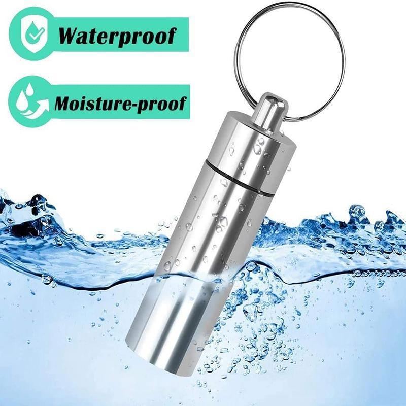 Pill Box Keychain 6 Colours 60x17mm Aluminum Waterproof Medicine Container - Discount Packaging Warehouse