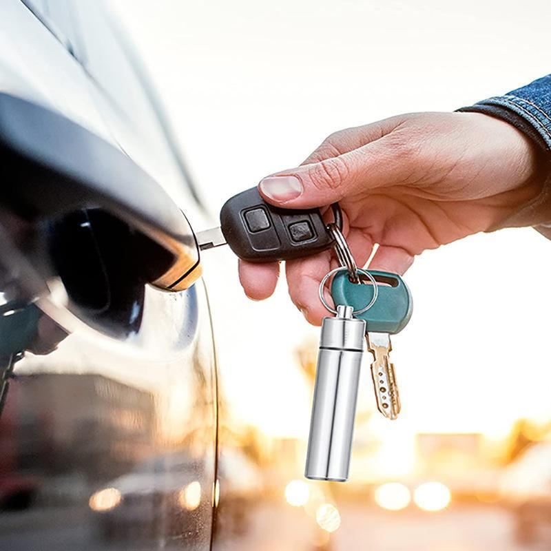 Pill Box Keychain 6 Colours 60x17mm Aluminum Waterproof Medicine Container - Discount Packaging Warehouse