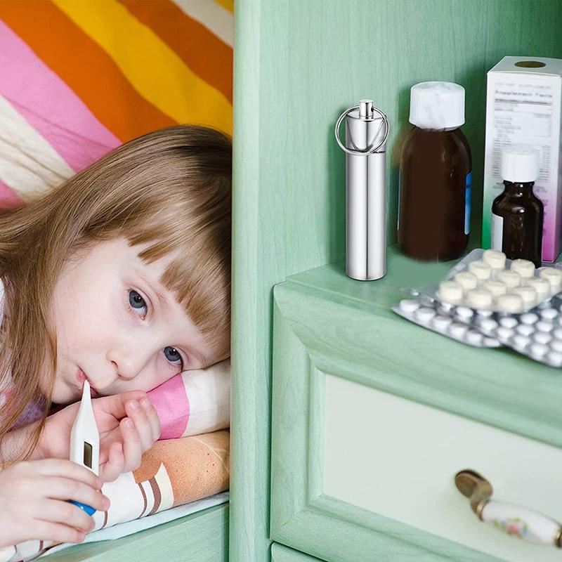 Pill Box Keychain 6 Colours 60x17mm Aluminum Waterproof Medicine Container - Discount Packaging Warehouse