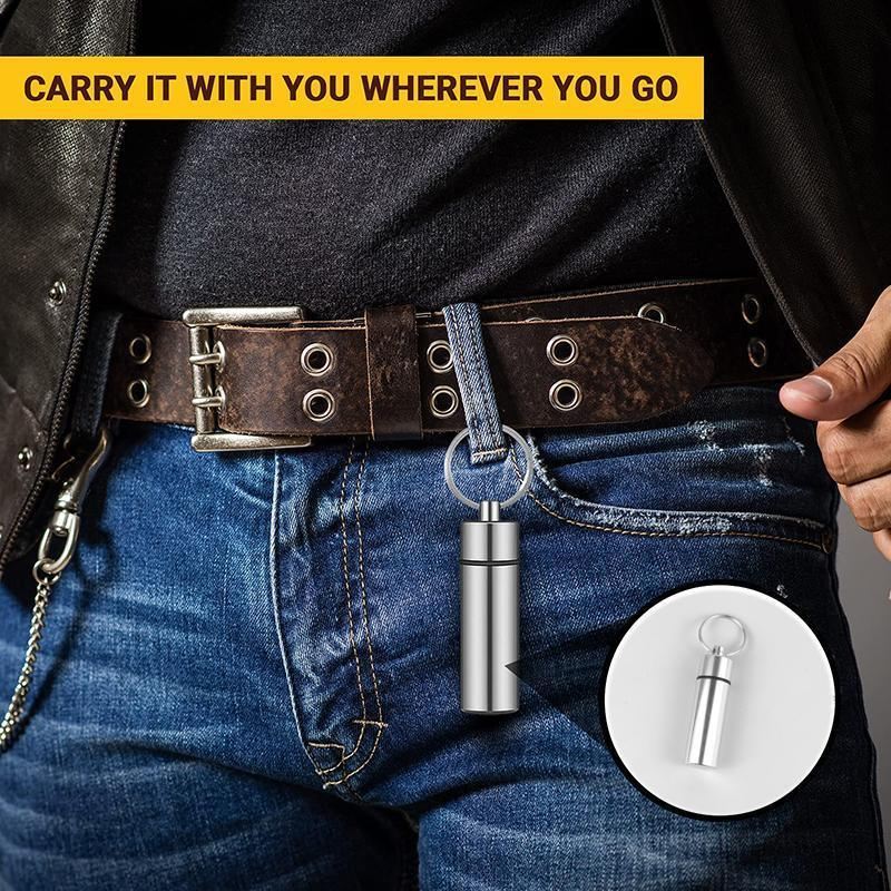 Pill Box Keychain 6 Colours 60x17mm Aluminum Waterproof Medicine Container - Discount Packaging Warehouse