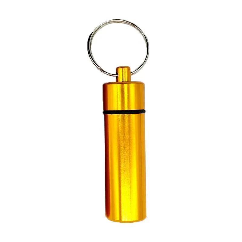 Pill Box Keychain 6 Colours 60x17mm Aluminum Waterproof Medicine Container - Discount Packaging Warehouse