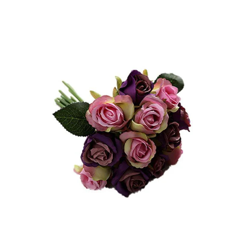 Artificial Flowers Silk Rose Fake Bouquet 12PCS 7Colours - Discount Packaging Warehouse