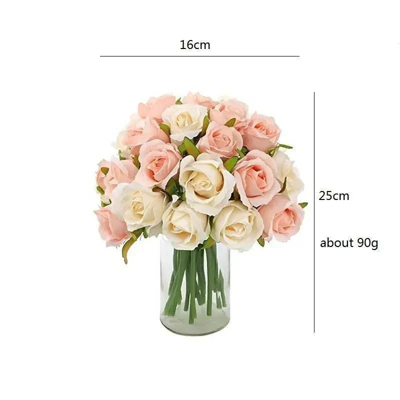 Artificial Flowers Silk Rose Fake Bouquet 12PCS 7Colours - Discount Packaging Warehouse