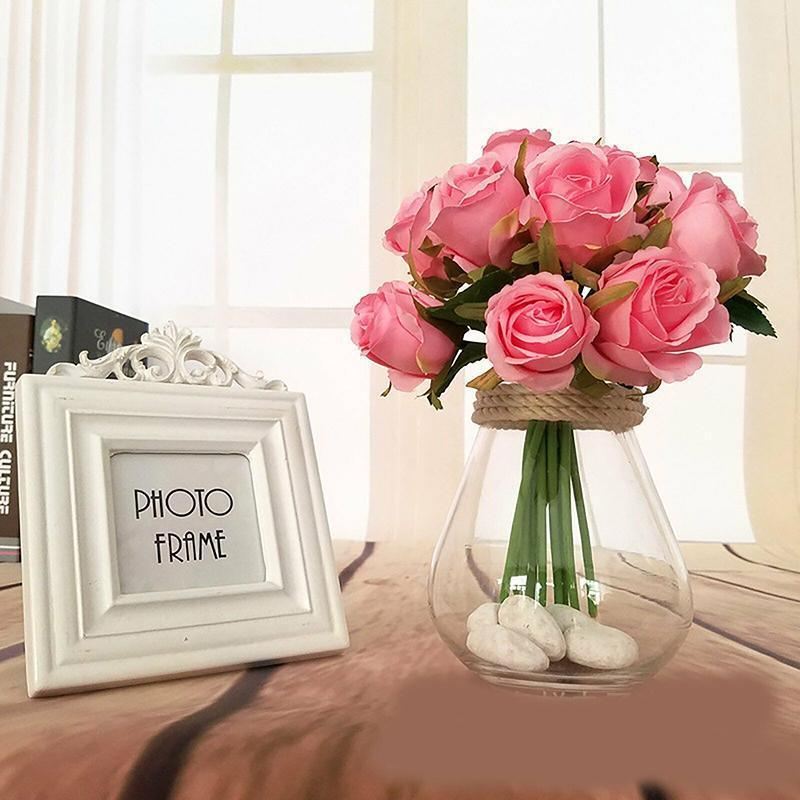 Artificial Flowers Silk Rose Fake Bouquet 12PCS 7Colours - Discount Packaging Warehouse