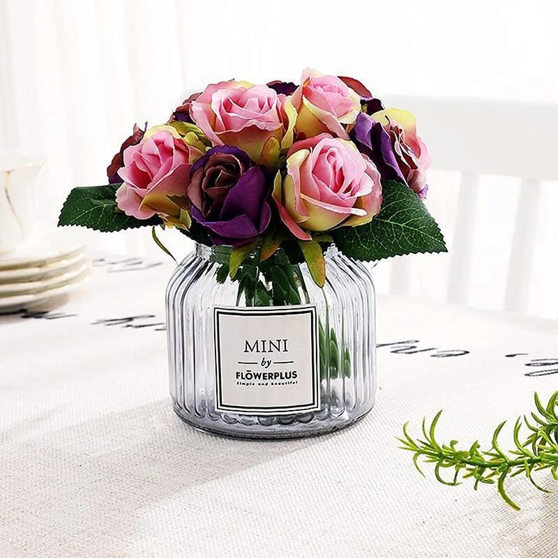 Artificial Flowers Silk Rose Fake Bouquet 12PCS 7Colours - Discount Packaging Warehouse