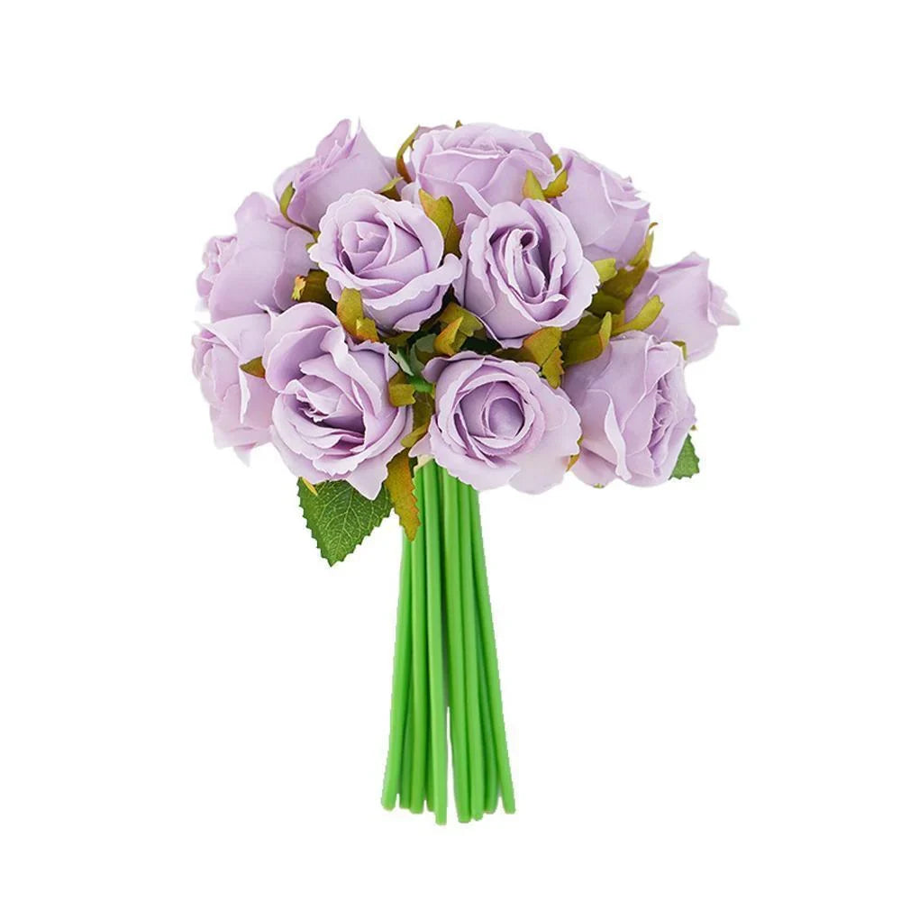 Artificial Flowers Silk Rose Fake Bouquet 12PCS 7Colours - Discount Packaging Warehouse