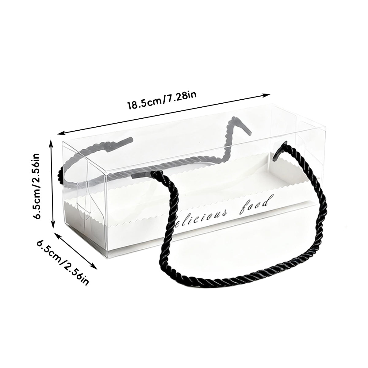 20PCS Transparent Rectangle Blister Bakery Boxes with Handle