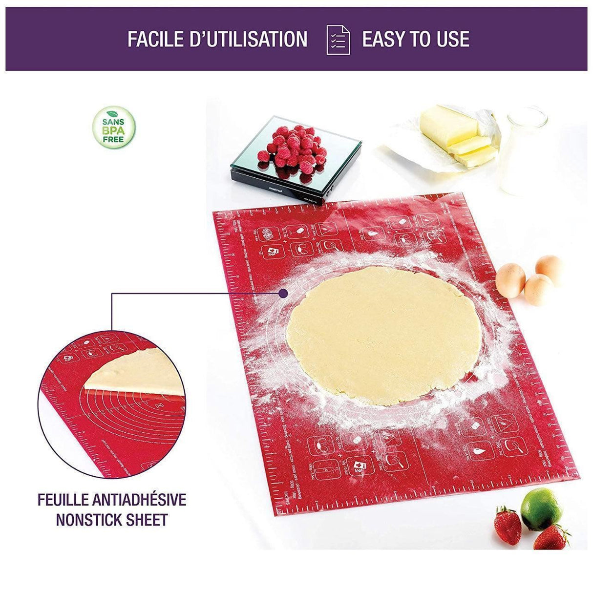 Baking Mat 1PC 6Colours 4Sizes Non-Stick Silicone Baking Fondant Sheet - Discount Packaging Warehouse