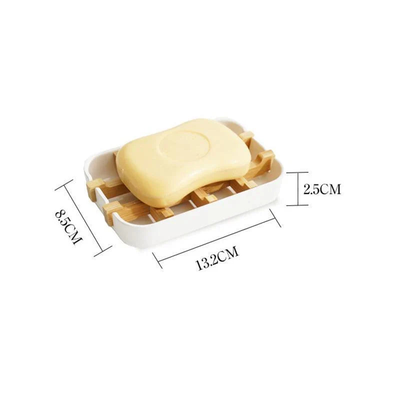 Bamboo Drain Soap Dish Holder 1PC 2Colours 13.2x8.5x2.5cm Bathroom Soap Case - Discount Packaging Warehouse