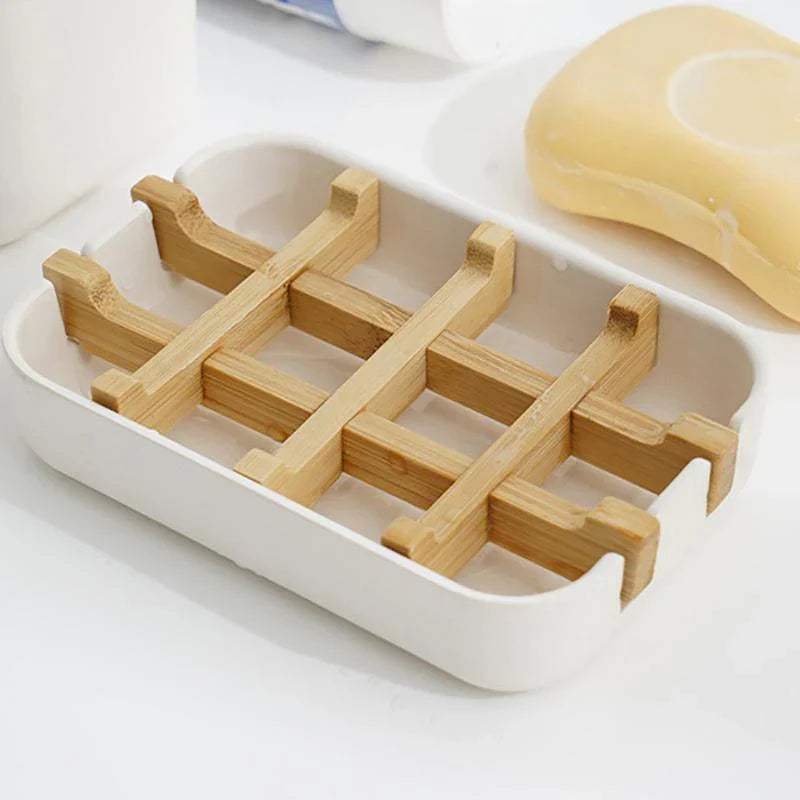 Bamboo Drain Soap Dish Holder 1PC 2Colours 13.2x8.5x2.5cm Bathroom Soap Case - Discount Packaging Warehouse