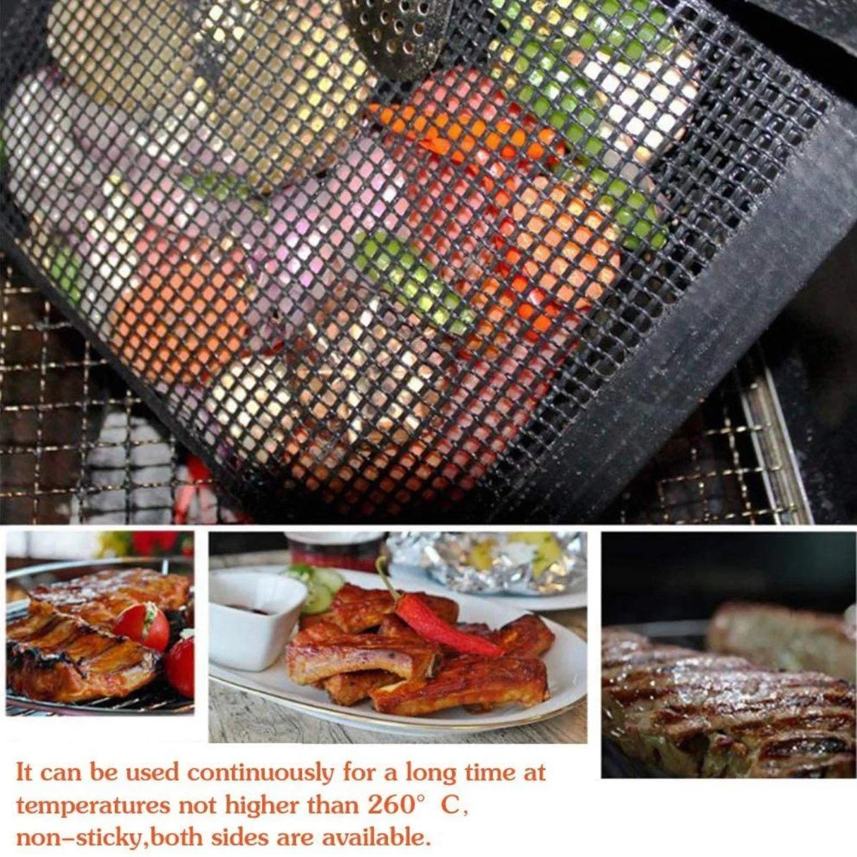 BBQ Grill Mesh Bag 1PC 2Colours Non-stick High Temperature Resistance PTFE Bag - Discount Packaging Warehouse