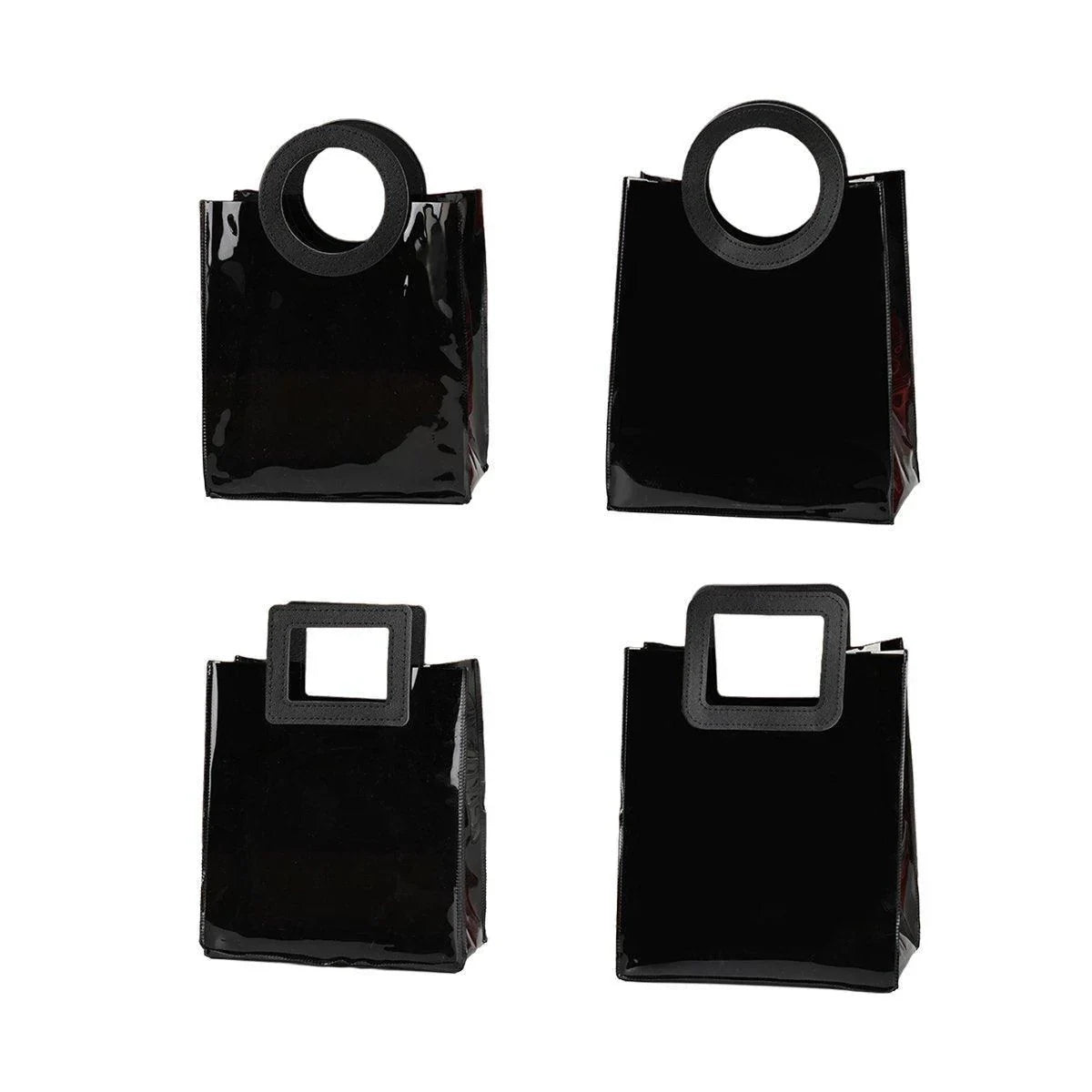 Black PVC Jelly Bag 10PCS Waterproof with Round and Square Handles for Gifts