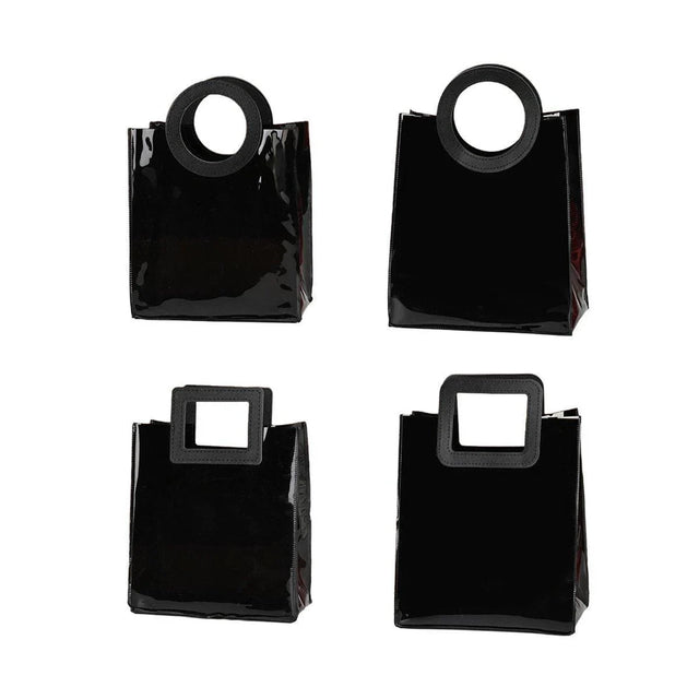 Black PVC Jelly Bag 10PCS Waterproof with Round and Square Handles for Gifts