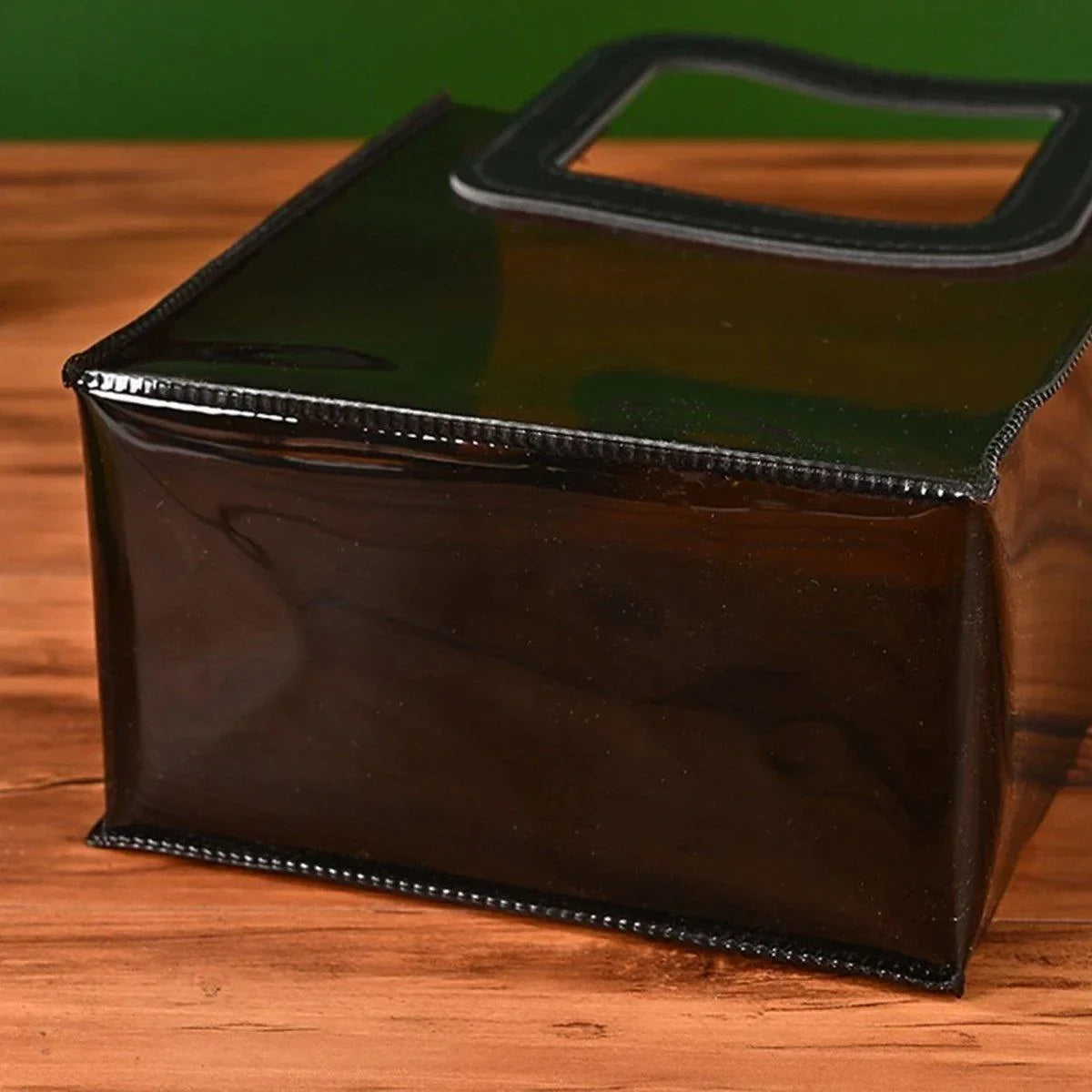 Black PVC Jelly Bag 10PCS Waterproof with Round and Square Handles for Gifts
