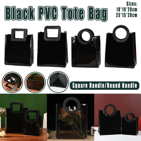 Black PVC Jelly Bag 10PCS Waterproof with Round and Square Handles for Gifts