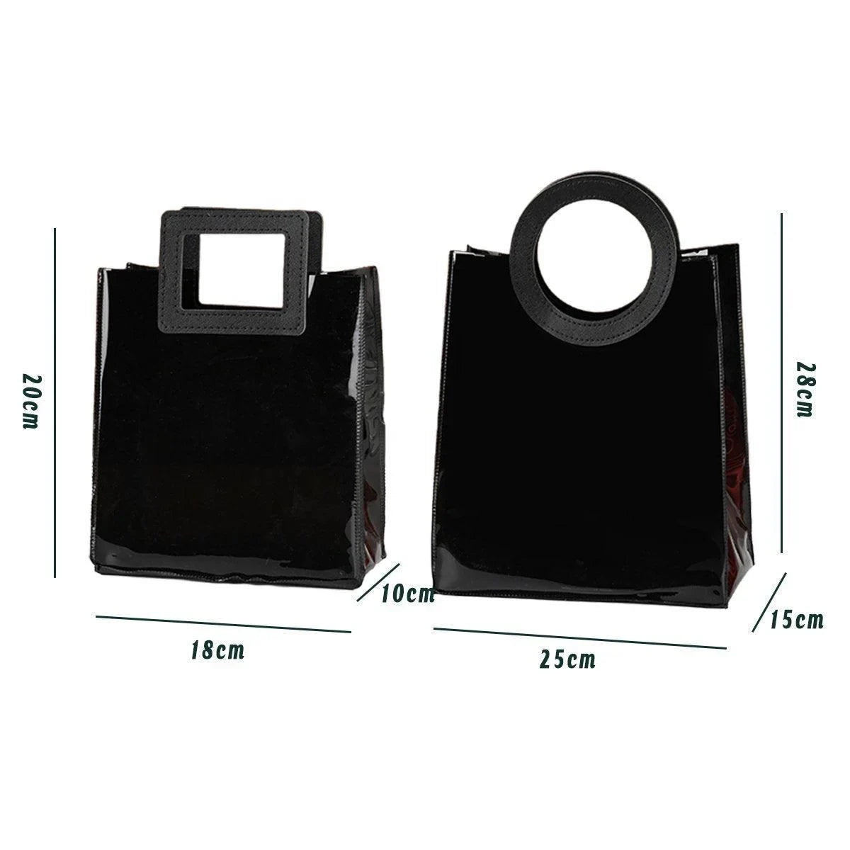 Black PVC Jelly Bag 10PCS Waterproof with Round and Square Handles for Gifts