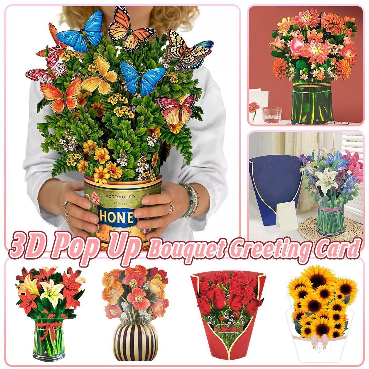 Bouquet Greeting Card 1PC One Side Coated Paper for Special Occasions