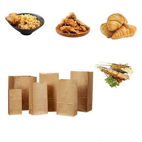 Brown Kraft Paper Bags 10-100PCS 6Sizes Flat Bottom Grocery Bag - Discount Packaging Warehouse