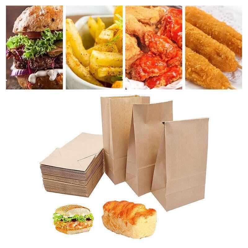 Brown Kraft Paper Bags 10-100PCS 6Sizes Flat Bottom Grocery Bag - Discount Packaging Warehouse