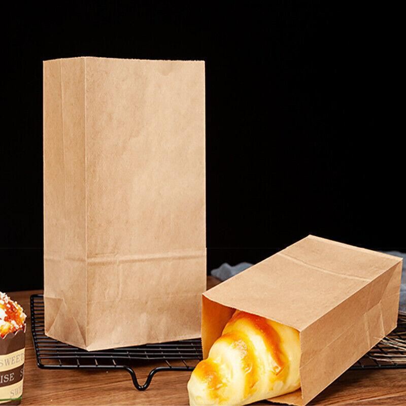 Brown Kraft Paper Bags 10-100PCS 6Sizes Flat Bottom Grocery Bag - Discount Packaging Warehouse