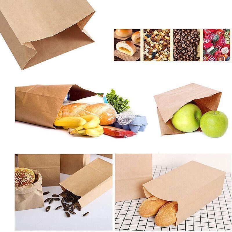 Brown Kraft Paper Bags 10-100PCS 6Sizes Flat Bottom Grocery Bag - Discount Packaging Warehouse