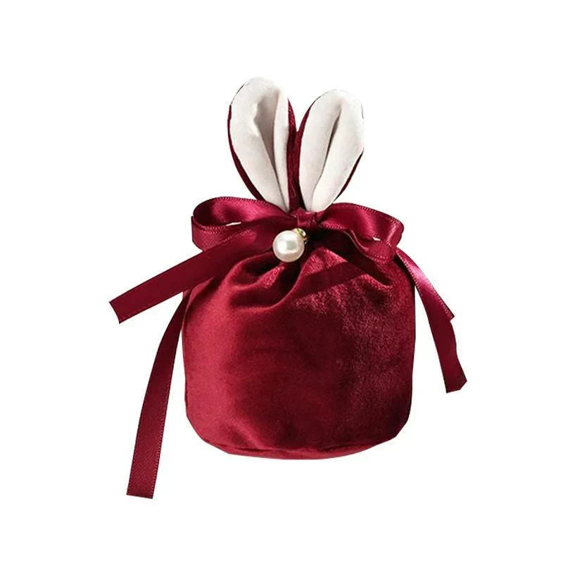 Bunny Ears Gift Bag with Pearl Decor 1PC 3Colours Flannelette - Discount Packaging Warehouse