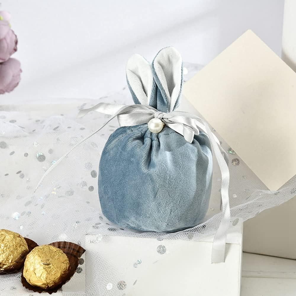 Bunny Ears Gift Bag with Pearl Decor 1PC 3Colours Flannelette - Discount Packaging Warehouse