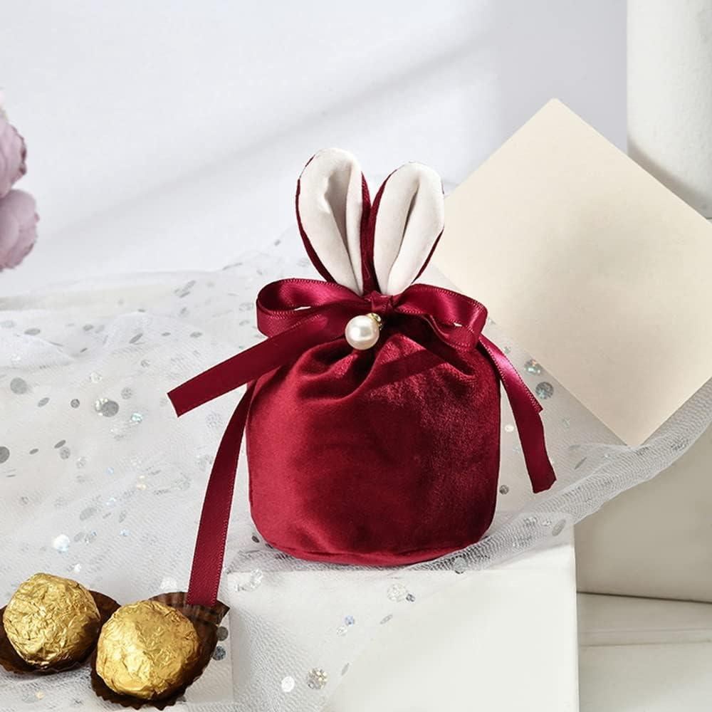 Bunny Ears Gift Bag with Pearl Decor 1PC 3Colours Flannelette - Discount Packaging Warehouse
