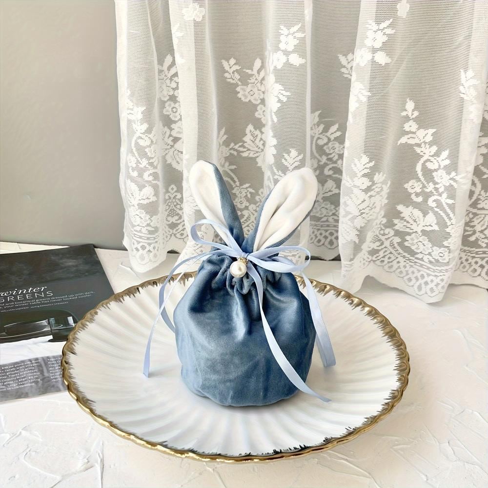 Bunny Ears Gift Bag with Pearl Decor 1PC 3Colours Flannelette - Discount Packaging Warehouse