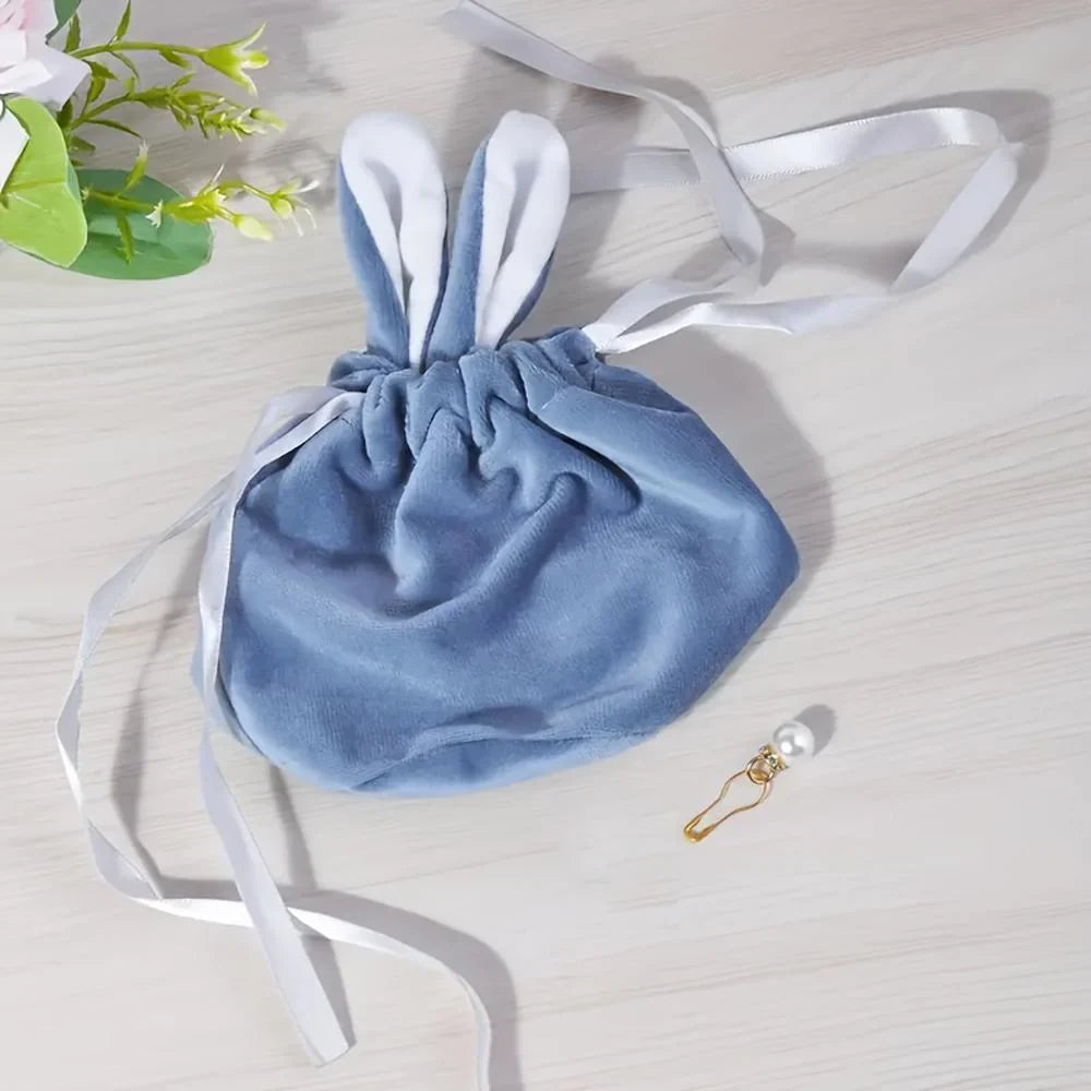 Bunny Ears Gift Bag with Pearl Decor 1PC 3Colours Flannelette - Discount Packaging Warehouse