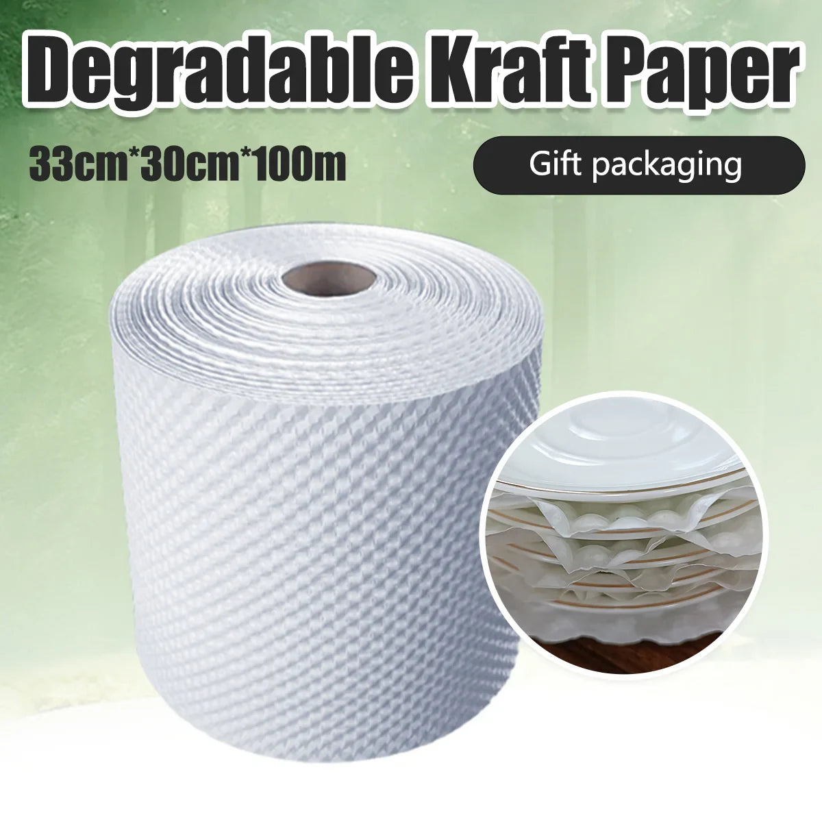 White Kraft Paper Roll Degradable Bubble Wrap Packaging