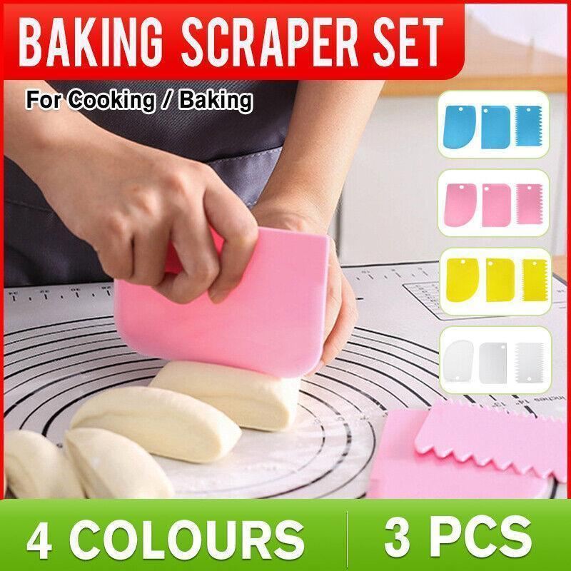 Cake Baking Tools 3PCS 4Colours Dough Cutter Icing Scraper Cake Smoother - Discount Packaging Warehouse