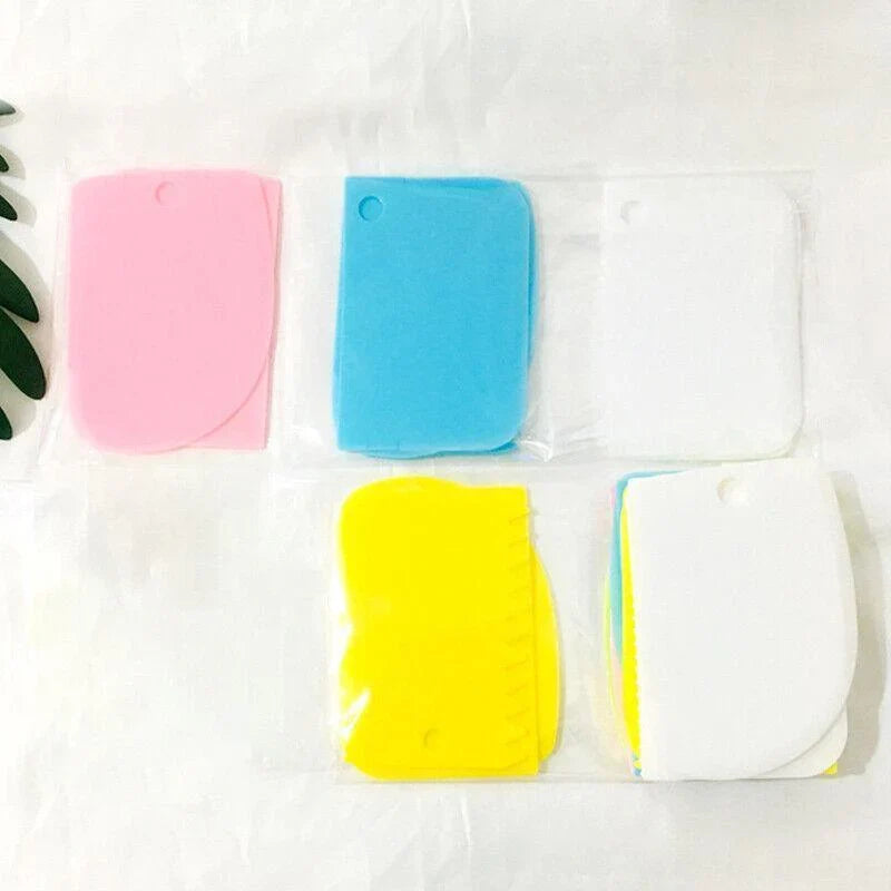 Cake Baking Tools 3PCS 4Colours Dough Cutter Icing Scraper Cake Smoother - Discount Packaging Warehouse