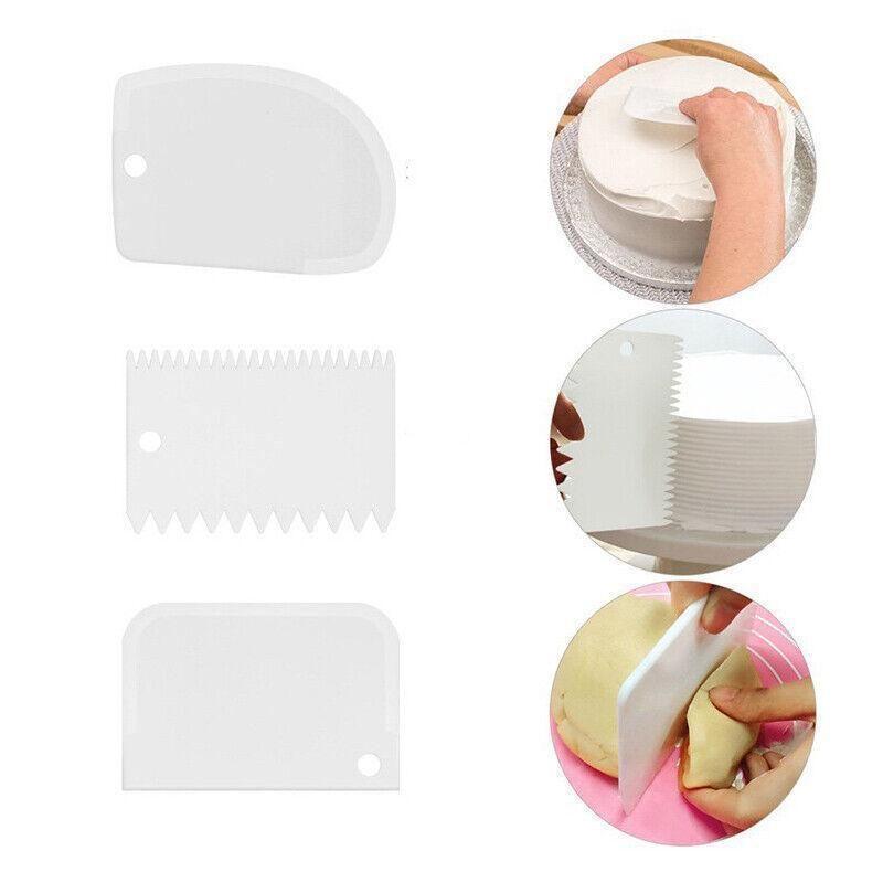 Cake Baking Tools 3PCS 4Colours Dough Cutter Icing Scraper Cake Smoother - Discount Packaging Warehouse