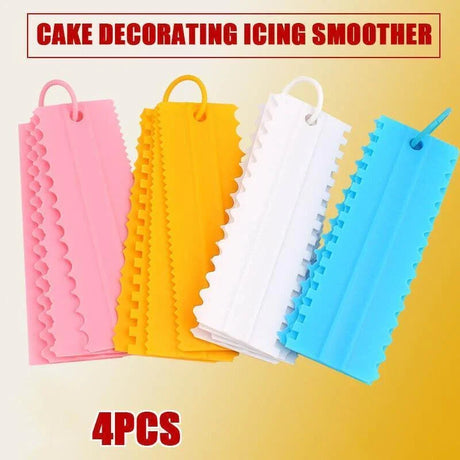 Cake Scraper 4PCS 4Colours 22.8x7.5cm PS Icing Smoother - Discount Packaging Warehouse