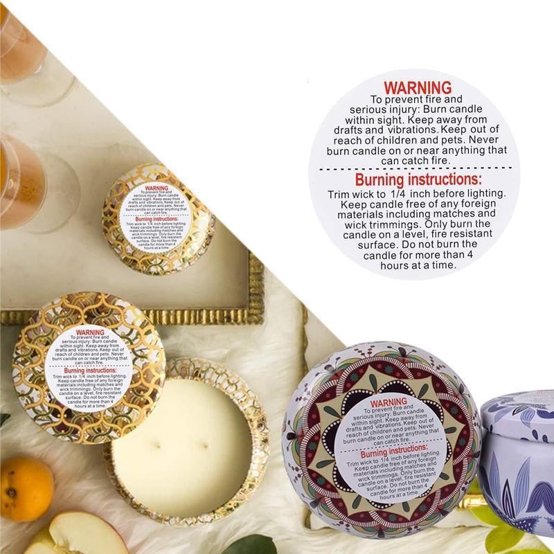 Candle Safety Warning Stickers 1ROLL 500PCS 3.6cm Round - Discount Packaging Warehouse