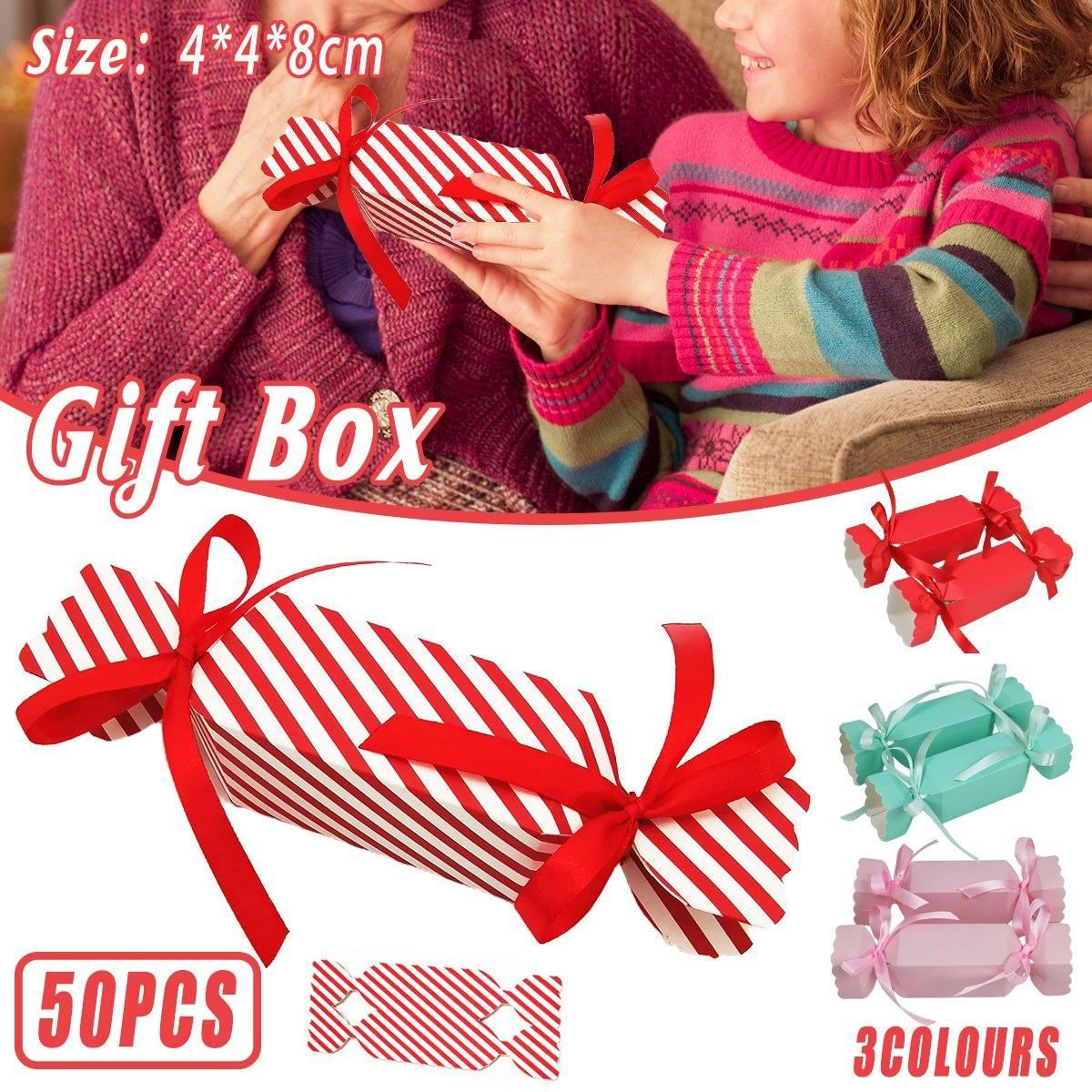 Candy Shaped Gift Box 50PCS Paper with 100PCS Ribbons for Gifts