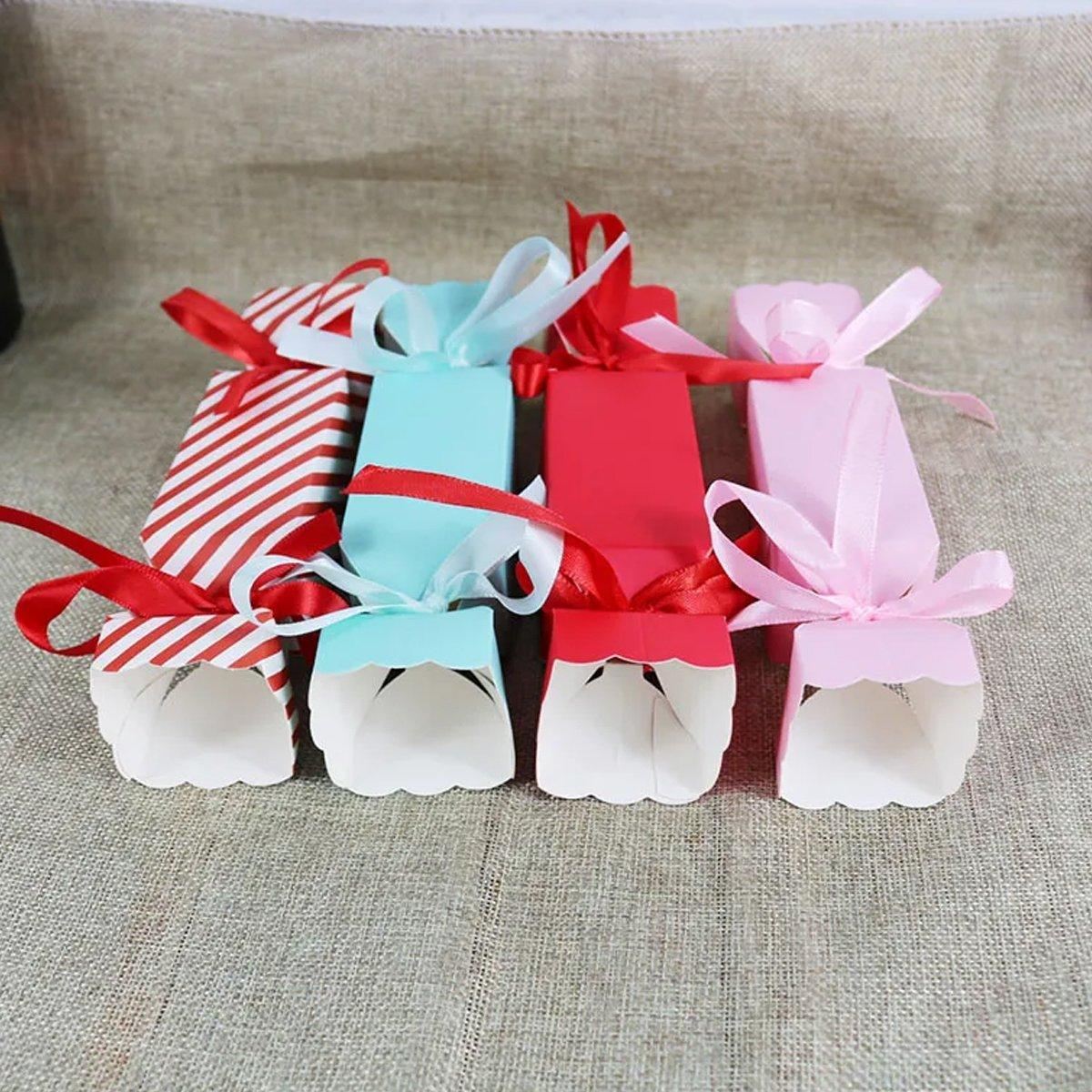Candy Shaped Gift Box 50PCS Paper with 100PCS Ribbons for Gifts