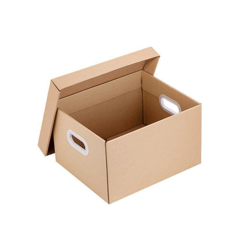 Durable Officeworks cardboard boxes for efficient storage and organization.