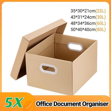 Durable Officeworks cardboard boxes for efficient storage and organization.