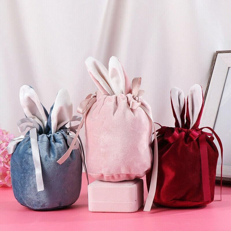 A collection of colorful Easter gift bags filled with holiday treats and goodies.