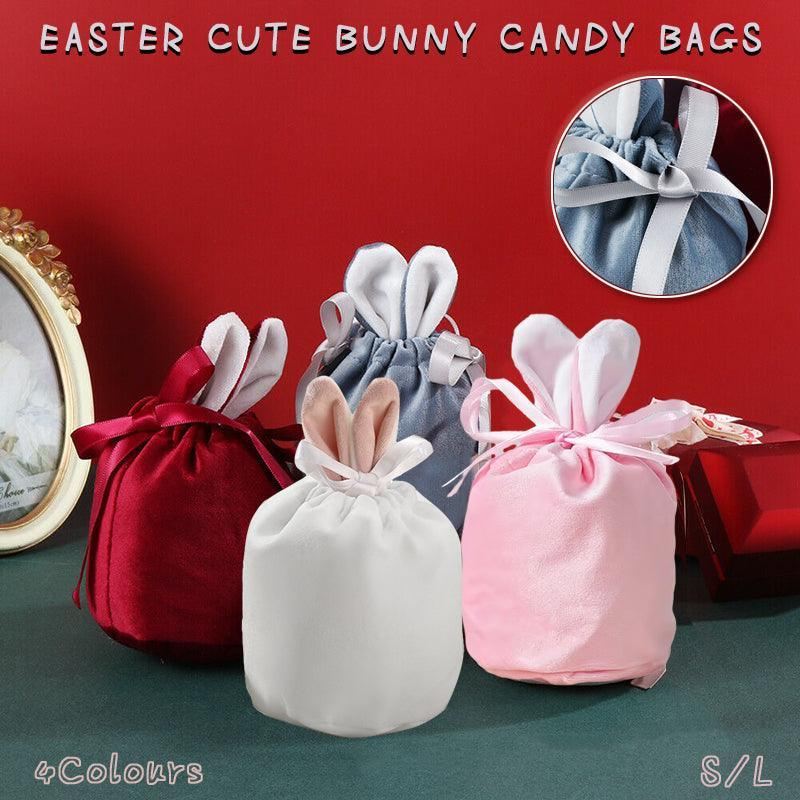 A collection of colorful Easter gift bags filled with holiday treats and goodies.