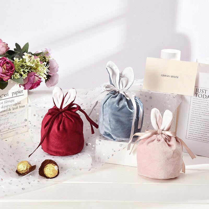 A collection of colorful Easter gift bags filled with holiday treats and goodies.